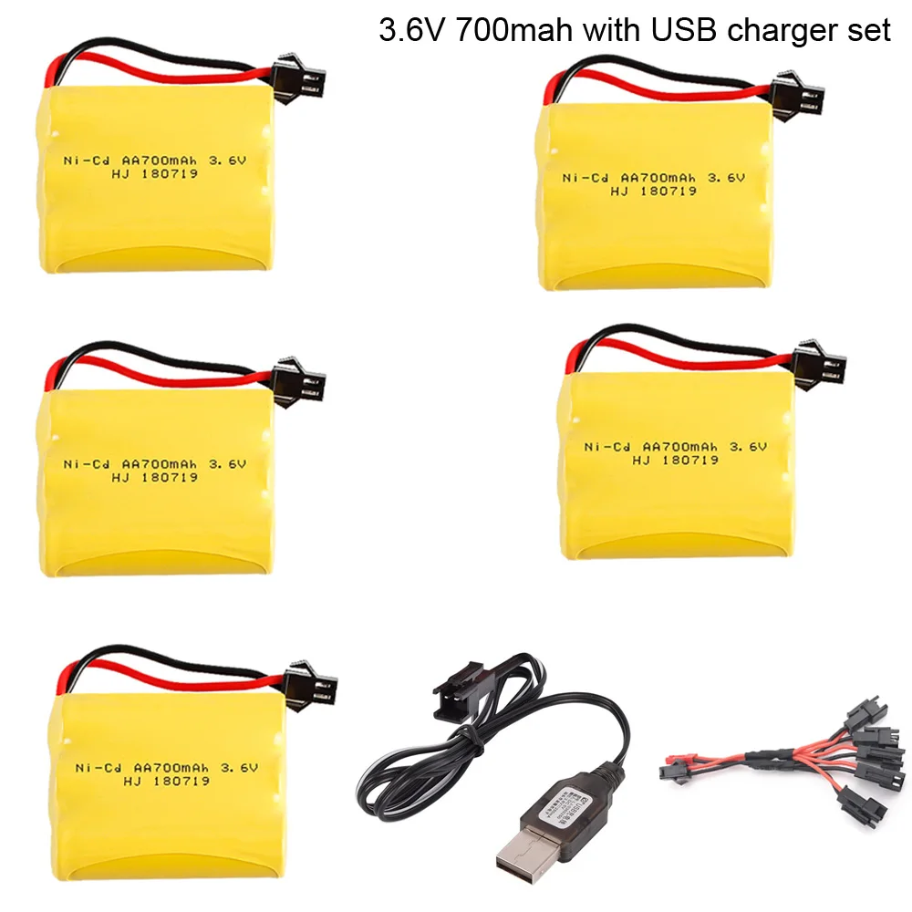 

3.6V 700mah AA NI-CD M Battery with USB Charger for RC Electric toys car ship robot 3.6V 700 mah high quality NICD toy Battery