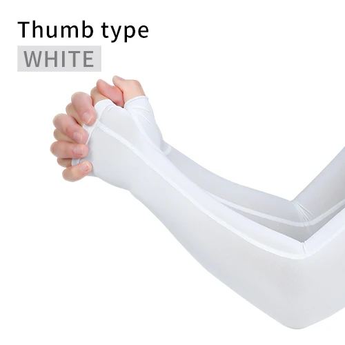 Thumb style-White INBIKE велосипедный рукав анти-УФ ледяная ткань дышащий Бег MTB велосипед фитнес Баскетбол налокотник Спорт на открытом воздухе гетры - Цвет: Thumb style-White