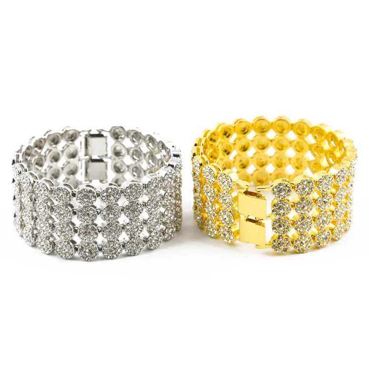 Золотые украшения подарки Рок Браслеты 4 ряда кластер камень ручные цепи женские