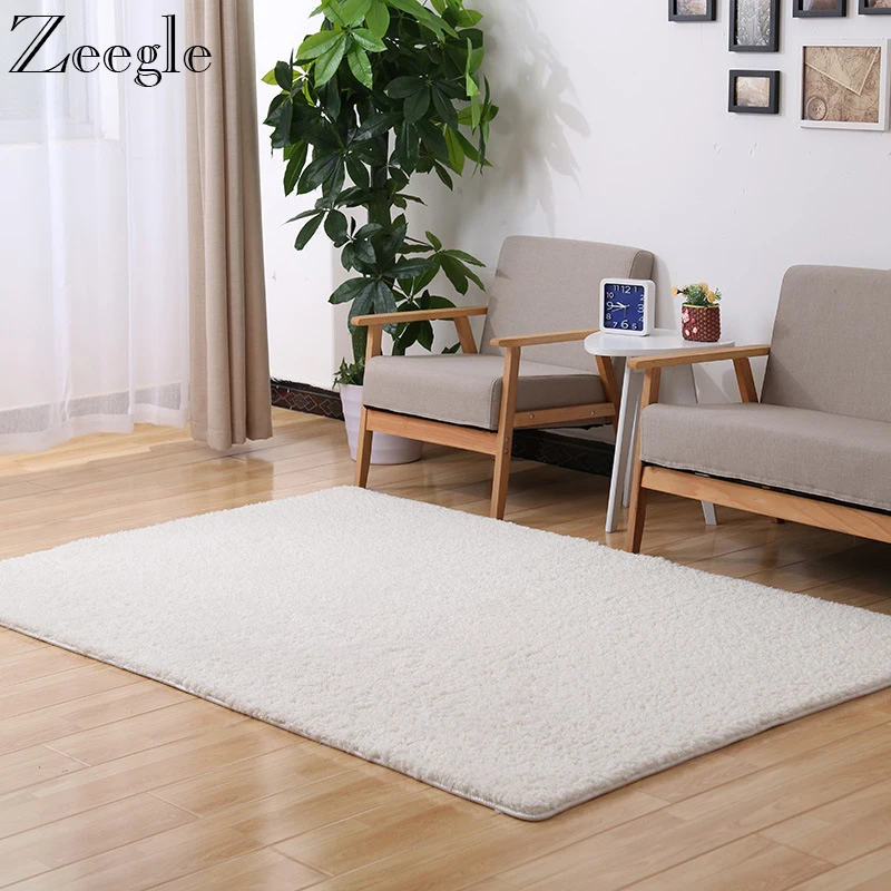 

Zeegle Home Carpet For Living Room Large Area Decor Soft Door Carpets Warm Bedroom Floor Rugs Slip-Resistant Mats White Color