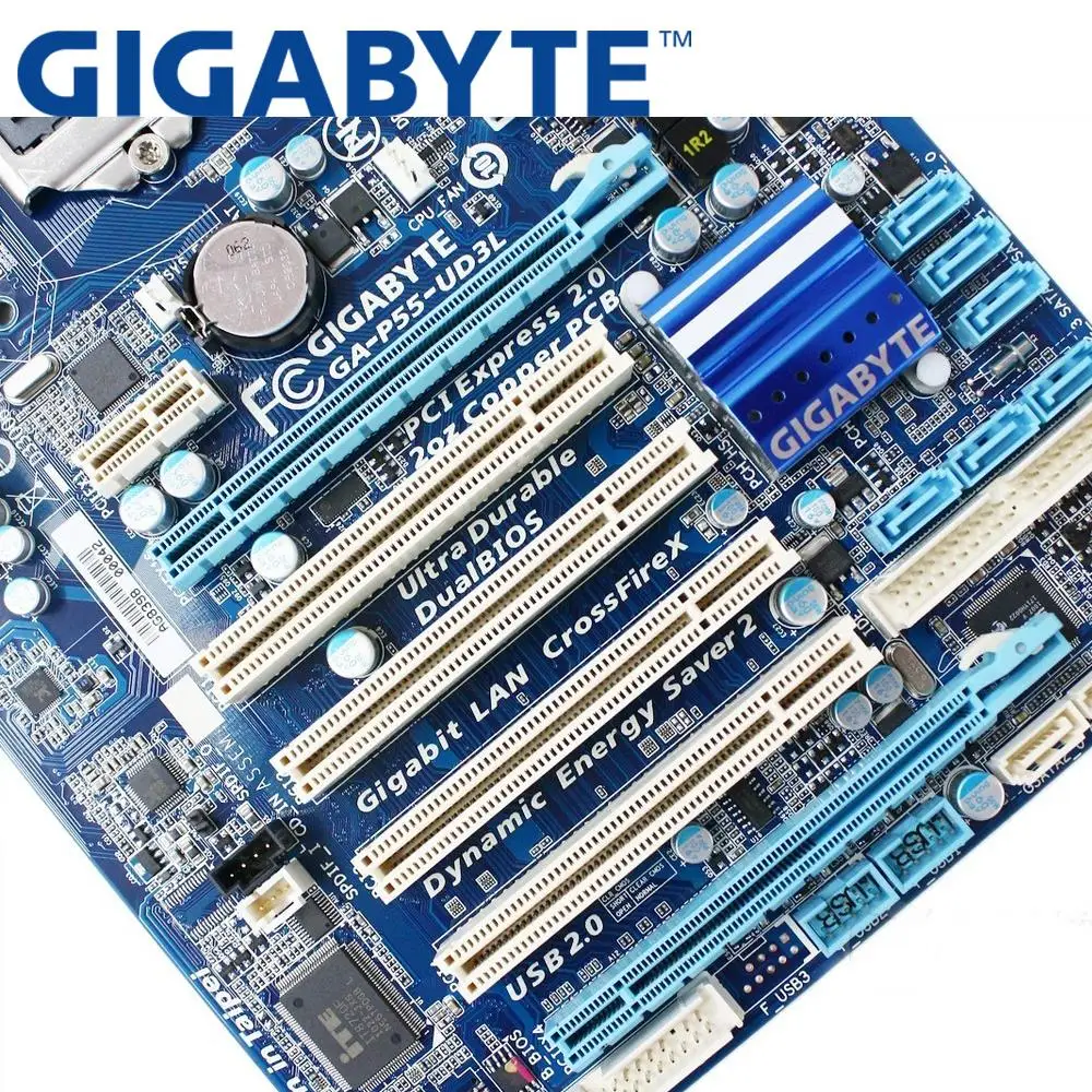 GIGABYTE GA-P55-UD3L настольная материнская плата P55 Socket LGA 1156 i3 i5 i7 DDR3 16G ATX UEFI биос используется P55-UD3L материнская плата