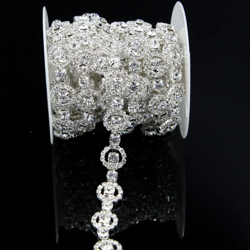 1 ярд блестящий круглый горный хрусталь кристалл отделка медная цепь платье