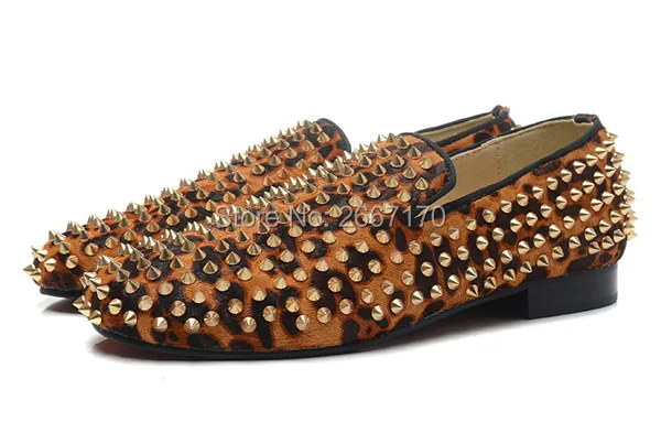 Свадебные мужские туфли LTTL черные серебристые с заклепками шипами на плоской