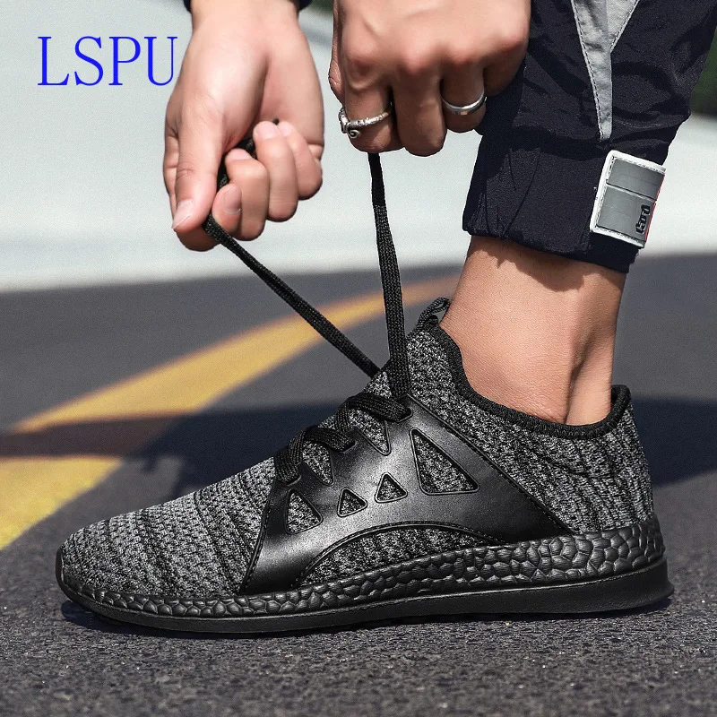 Summer sports shoes for men crocheted mesh loafers lace-up socks boys ultralight size 39-47 | Обувь
