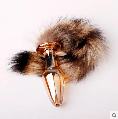 Hot Glass Anal Plug Tail FoxTail Big Beads Butt Raccon Dildo Sex Toys for Men and Woman Products |