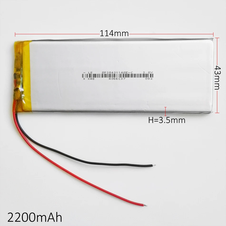 3 7 V 2200mAh 3543114 литий полимерный аккумулятор для DIY GPS PSP PAD MID DVD mobile Power bank Tablet PC