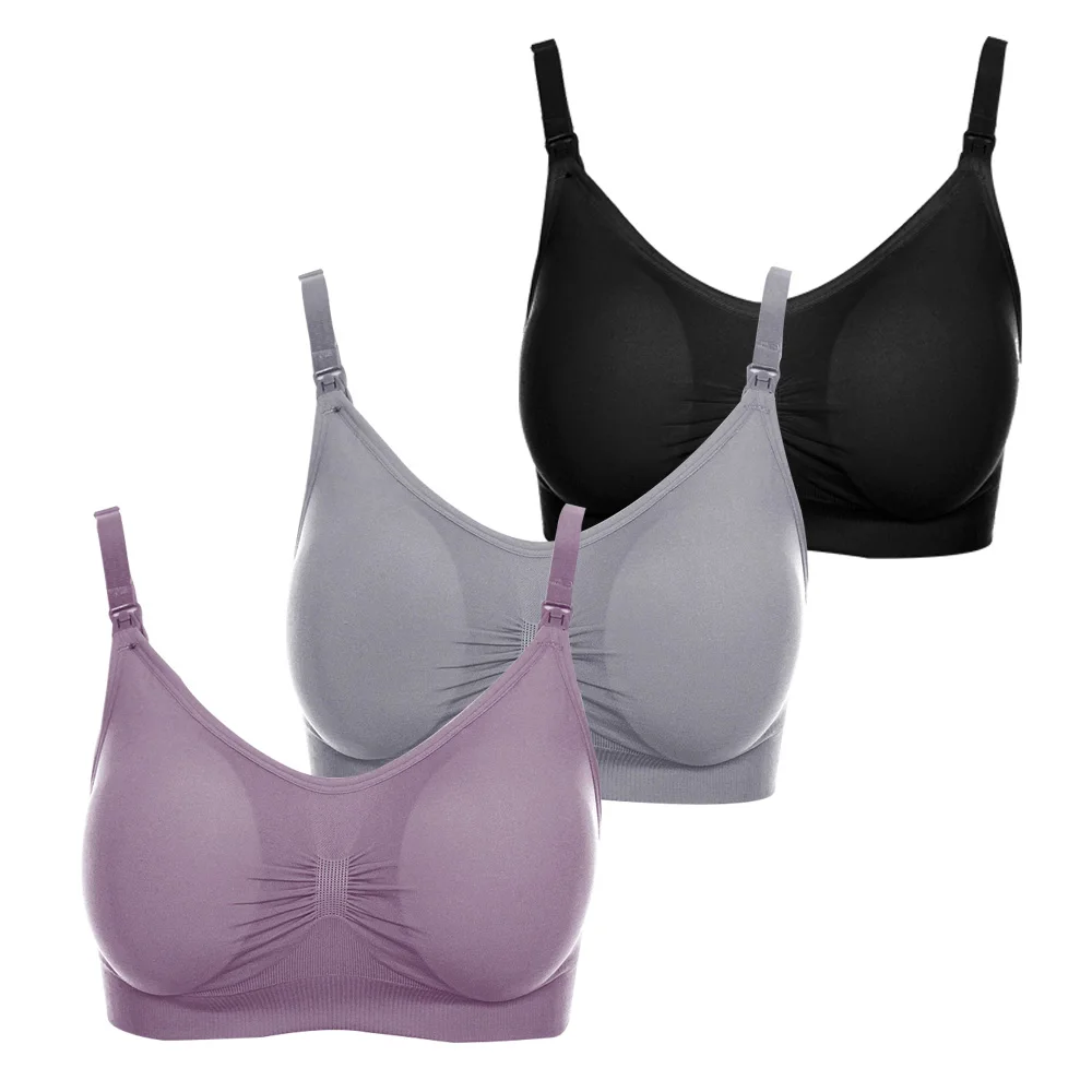 SET2 Комплект из 3 предметов, хлопковый бюстгальтер для беременных и кормящих женщин, бюстгальтеры для сна - Цвет: SET2