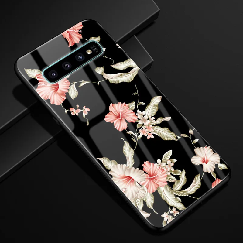 For Samsung Galaxy S10 Plus Case Tempered Glass Print Cover Back S10e plus Coque Shell S10+ S 10 | Мобильные телефоны и