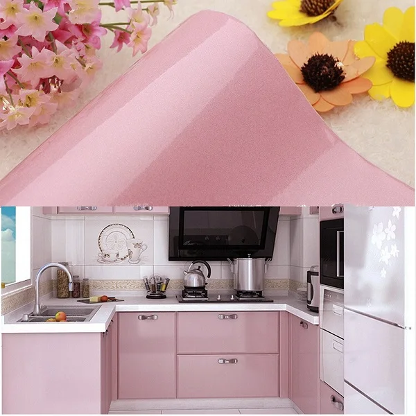 Pink Rainqueen 250X61 см Виниловая Блестящая Глянцевая настенная бумага в рулонах самоклеющаяся контактная бумага кухонная мебель гардероб домашний декор - Цвет: Pink