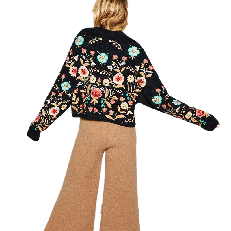 2018 Women Sweater Fashion Floral Embroidery Pull Streetwear Sweaters Winter | Женская одежда