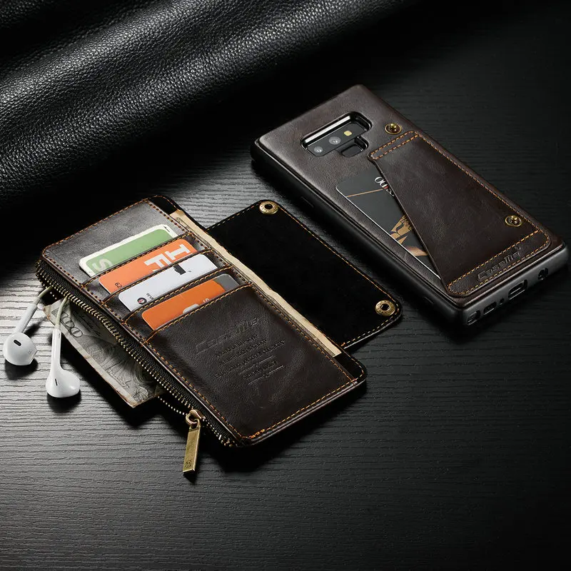 Съемный кожаный чехол кошелек CaseMe для Galaxy Note 9 с отделениями кредитных карт на