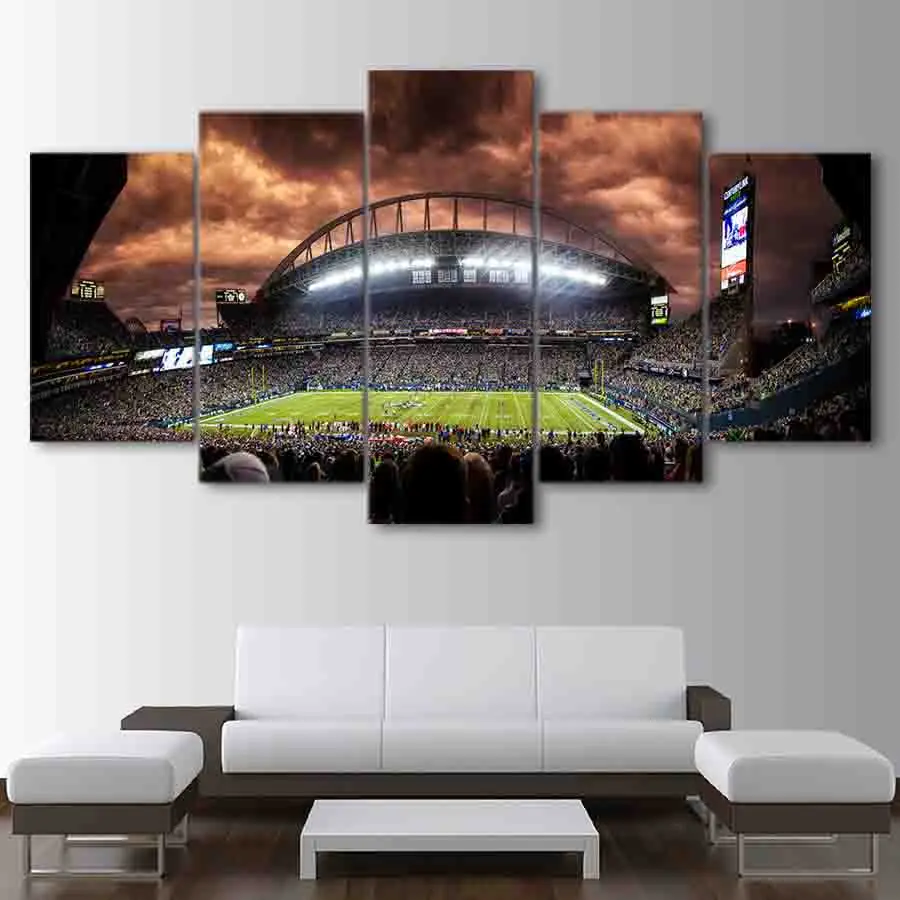 Прямая HD Печатный 5 шт Холст Искусство Seattle Seahawks картины настенные изображения для гостиной современный