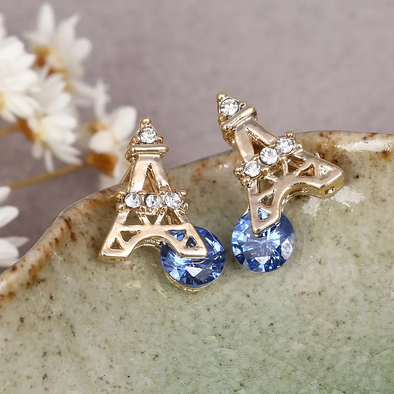Модные женские ювелирные изделия стильные синие серьги с кристаллами ручной