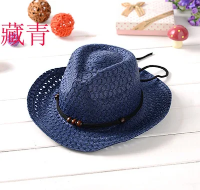 Hand woven children's cowboy hat leisure jazz New fashion baby sun beach Kids summer cool straw hats cap | Детская одежда и