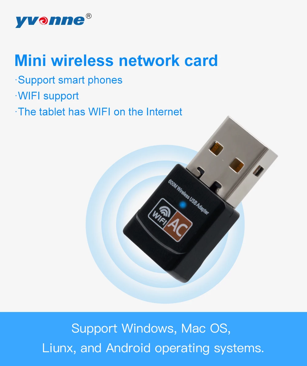 Беспроводной USB WiFi адаптер 600 Мбит Антенна ПК сетевой карты Dual Band 2,4+ 5,8 ГГц usb Lan Ethernet приемник 802.11ac