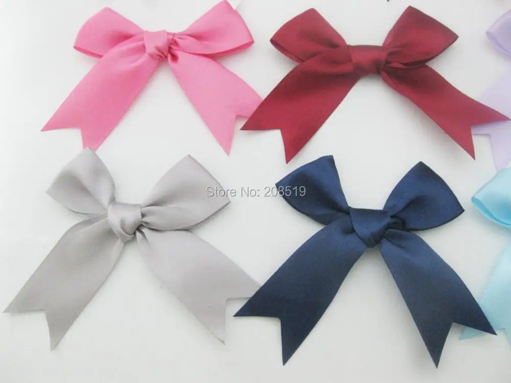 Ласточкин хвост бабочка атласная лента ручной работы 60 шт разноцветная 1