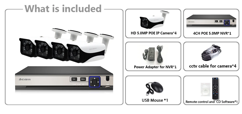 4CH 5MP CCTV Камера Системы NVR набор на открытом воздухе безопасности 4x5 Мп POE IP Камера P2P IR-CUT домашние видеонаблюдения Системы набор