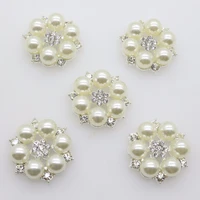 10pcslot 25mm flower rhinestones pearl alloy silver buttons for hair bow diy accessories wedding decoration invitation buttons