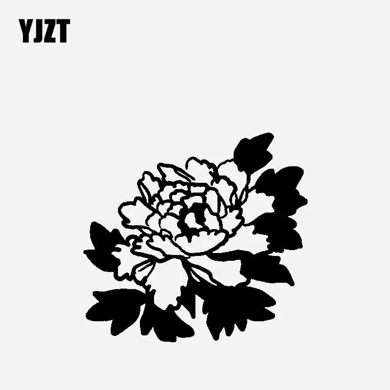 

YJZT 17.6CM*16.4CM Flower Creative Decoration Car Sticker Vinyl Decal Black/Silver C23-0435