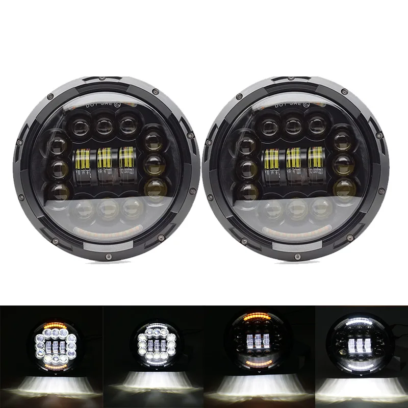 7 дюймов LEDHead светильник H4 с Ангельские глазки 90W фары сигнала поворота (Подол
