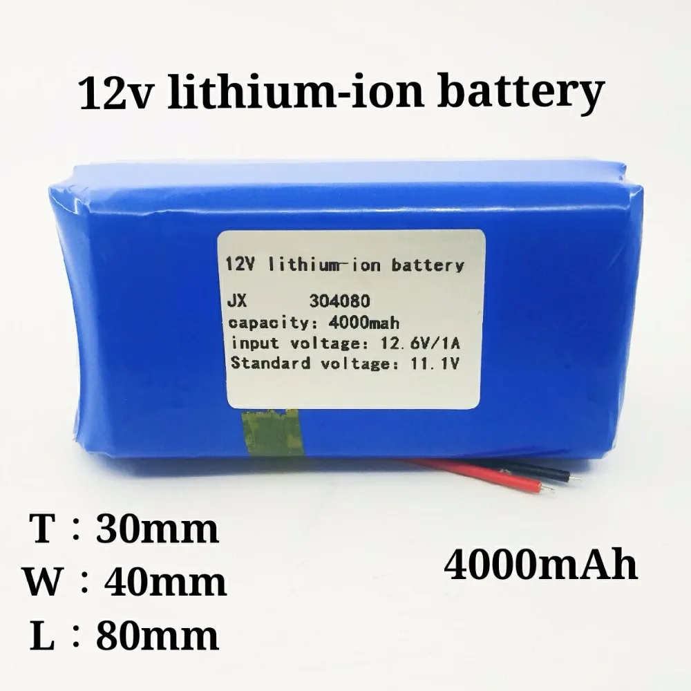 12 V литий полимерный аккумулятор 304080 4000 mAh портативный 11 1 литиевая батарея