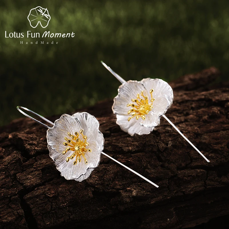 Lotus Fun Moment реального 925 пробы серебро Модные украшения цветущие Маки цветок