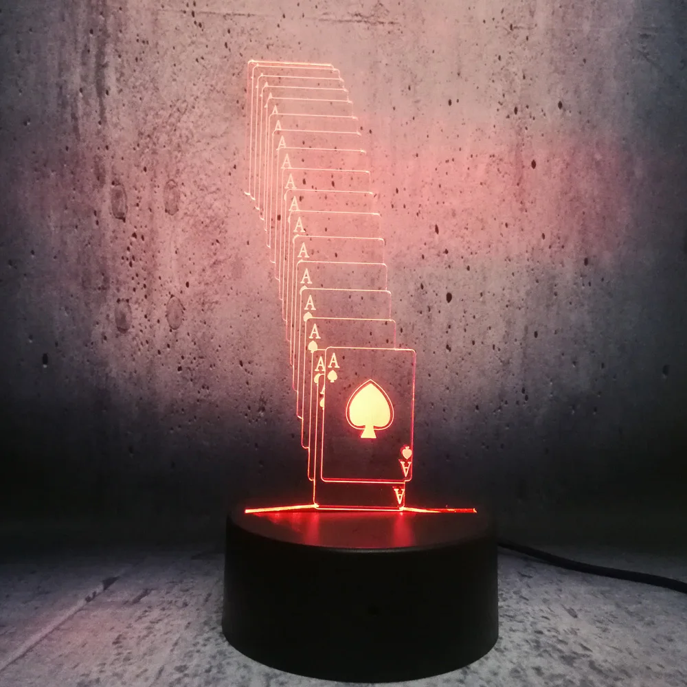 Креативная 3D светодиодная USB лампа для покера игральная карта волшебник