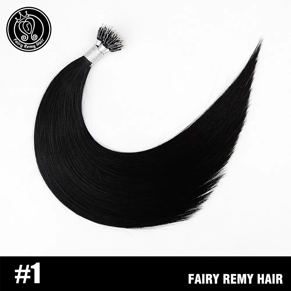 Фея Волосы remy 0,8 г/локон 18 дюймов, Remy настоящие нано кольцо ссылки Пряди человеческих волос для наращивания эффектом деграде(переход от темного к Цвет# T6/16 прямые волосы на микро-бусины заколки для волос 40g - Цвет: #1