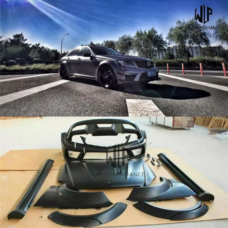 FRP Передний Задний бампер боковая юбка крылья колеса бровей для Mercedes Benz C Class C180 C200