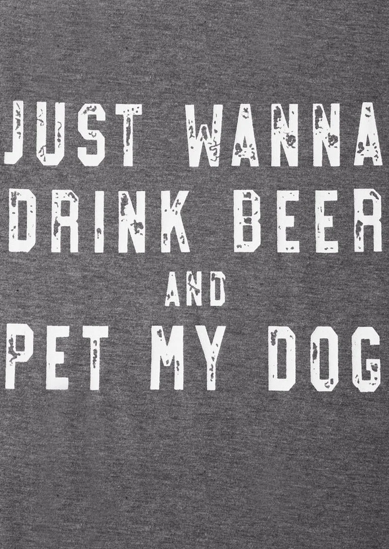 Drink Beer And Pet My Dog T-shirt Funny Muscle Tee Workout Shirt | Мужская одежда