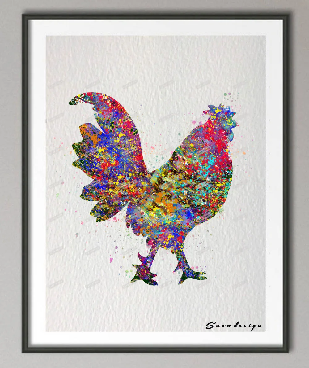 DIY рисованная курица холст живопись птиц настенный художественный постер печать