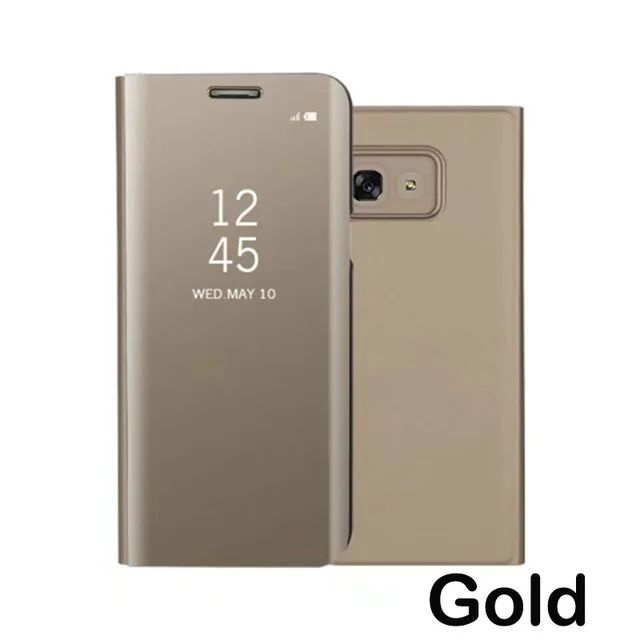 Gold For A5 2017 Зеркальный чехол для samsung Galaxy A5 SM-A520F SMA520F чехол Роскошный кожаный флип смарт-подставка для samsung A5 Fundas - Цвет: Gold For A5 2017