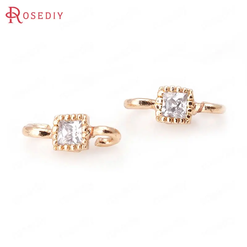 Латунные подвески с квадратным цирконием 6 шт. 3 х8 мм цвета шампанского - купить по