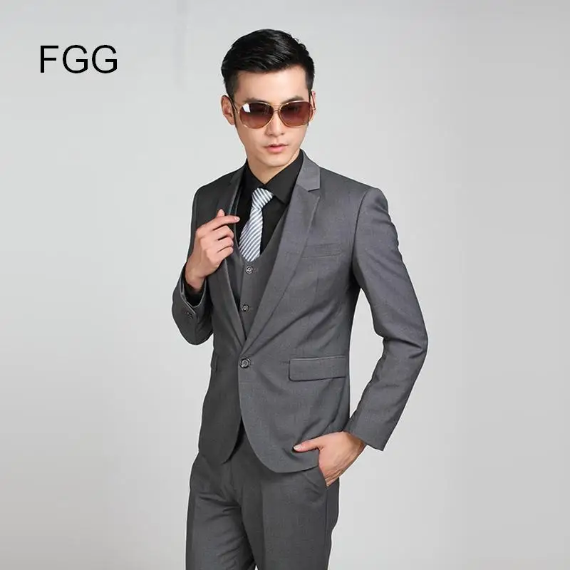 Новый зимний Корейский бренд джентльмена темно серый деловой строгий костюм