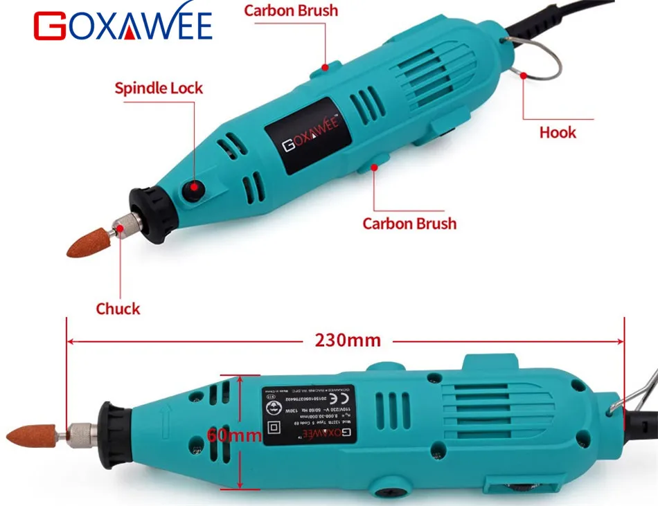 GOXAWEE 2 шт. электрическая мини-ДРЕЛЬ Dremel стиль Электрический Роторный инструмент переменная скорость с аксессуарами электроинструменты для деревообработки