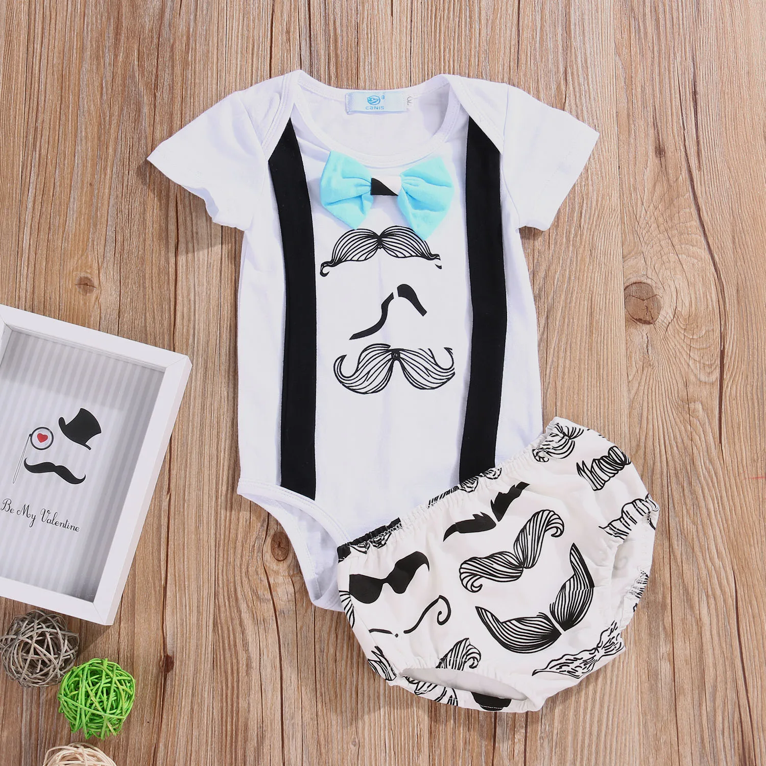 

Newborn Infant Baby Boys Romper Jumpsuit Shorts Clothes Outfits Set Summer Fashion Casual Mustache Print Short Sleeve Clothing