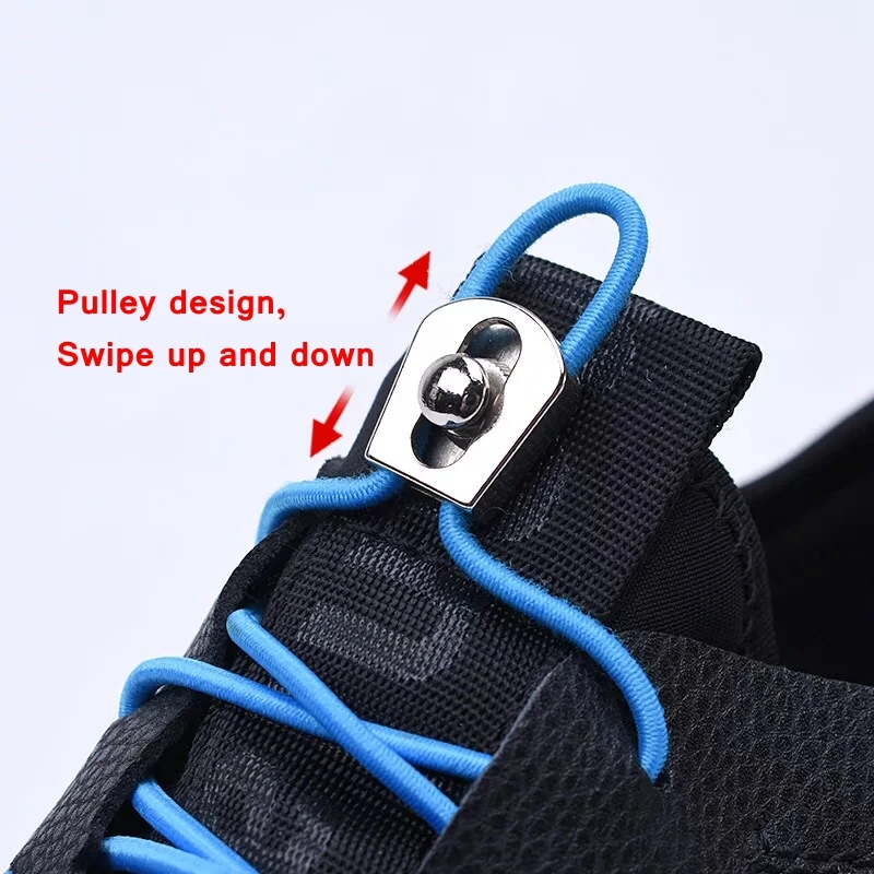 1Pair Elastic Reflective Shoelaces No Tie Shoe Laces Metal Lock Shoes Lace Kids Adult Unisex Quick Sneakers Shoelace Shoestrings
