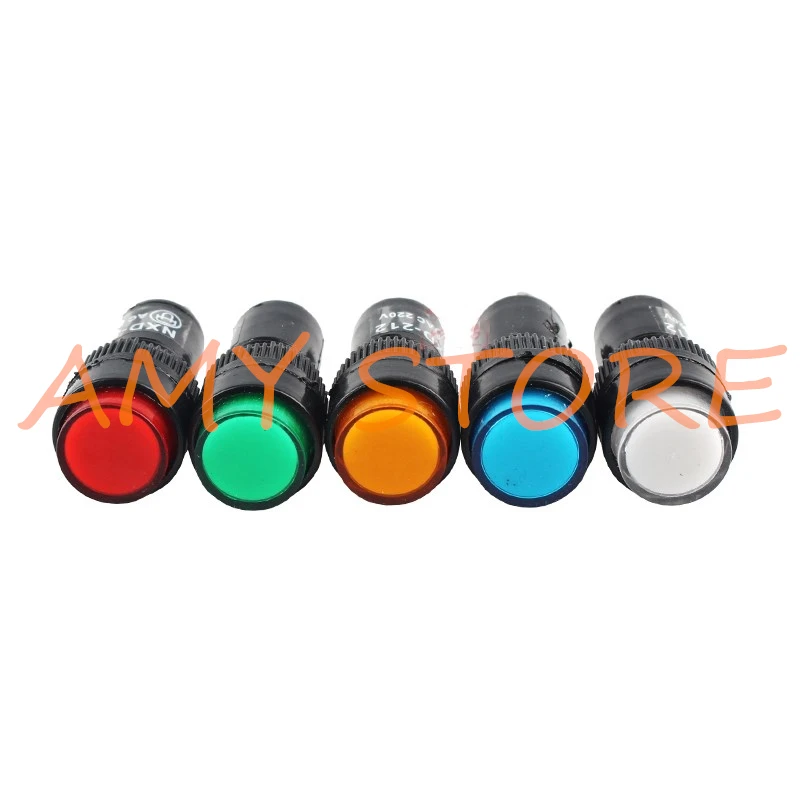 

10 шт. NXD-212 2-контактный КРАСНЫЙ ЗЕЛЕНЫЙ ЖЕЛТЫЙ СИНИЙ БЕЛЫЙ 12 мм Монтажный мини-индикатор Пилотная сигнальная лампа DC12V DC24V AC220V 380V