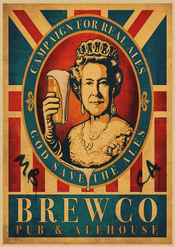 Beer Retro poster Home Furnishing decoration Kraft Poster Drawing Painting Wall stickers - Color: Light Yellow