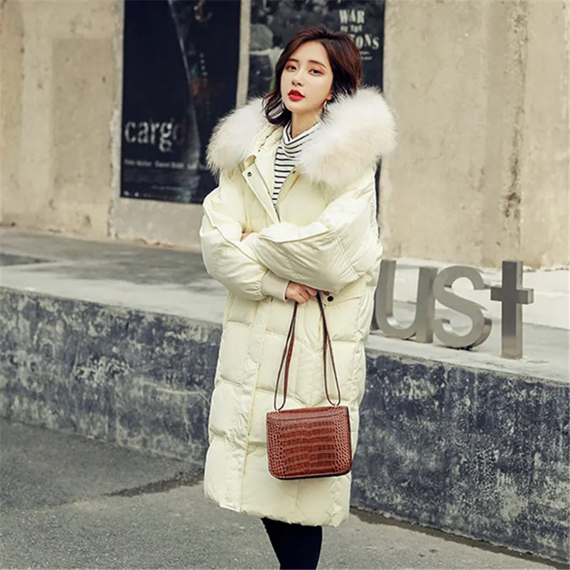 New Parka Winter Down Jacket Woman Hooded Coat Plus Size White Duck Overcoat Big Fur Collar Women Clothes Long coat LQ458 |