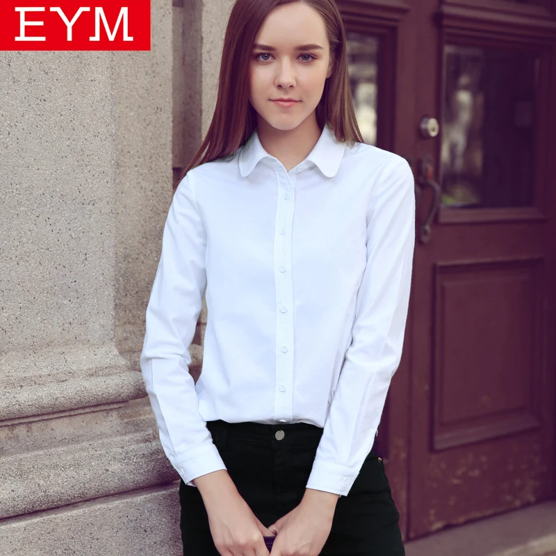 Женские блузки Новое поступление EYM брендовая Повседневная хлопковая оксфордская рубашка с длинным рукавом Blusas размера плюс женские топы Chemise Femme style