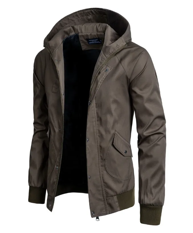 Куртка мужская приталенная с капюшоном хлопок молния повседневная верхняя