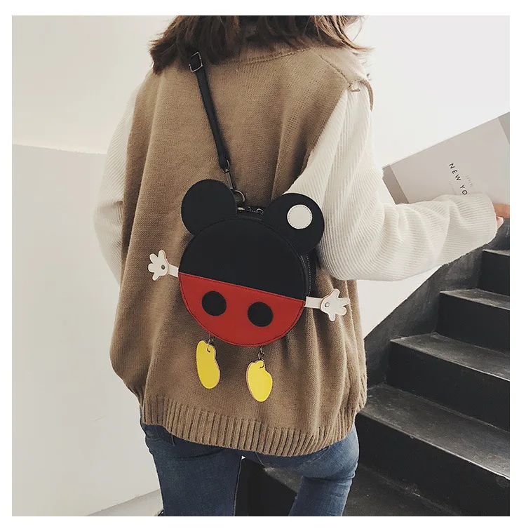 Disney Микки Маус леди мультфильм PU Сумка Круглый Мода Сумка подарки для девочек хранения пакет, косметичка