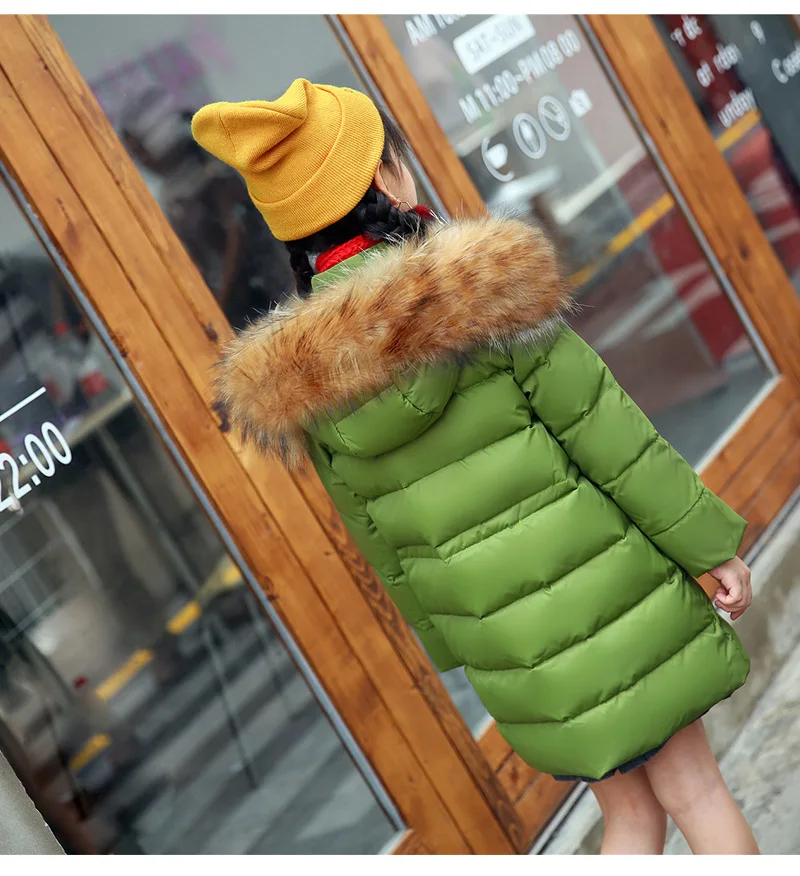 Лидер продаж года, брендовые пуховики для девочек, пальто Длинная модель, Толстая теплая детская верхняя одежда, пуховики для девочек зима-30 градусов