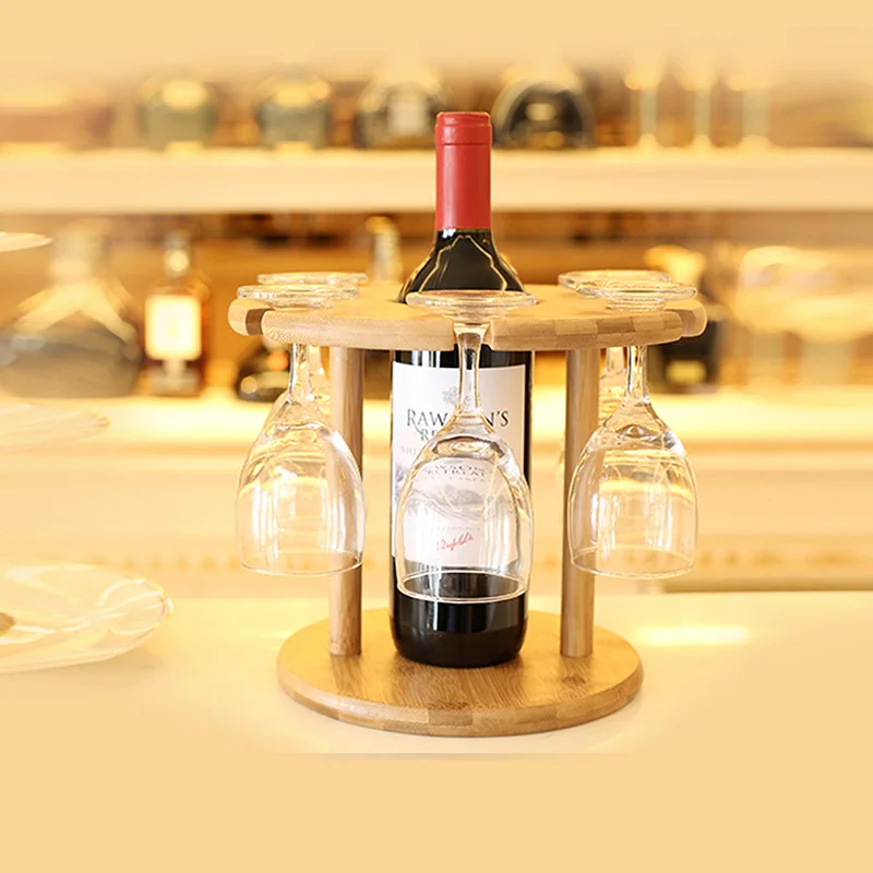 Бамбуковый держатель для стакана вина модная подставка бокалов с 6 отверстиями