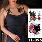 Водостойкая временная татуировка для женщин, черная кошка, красная кружевная Роза, тотемный узор, боди-арт