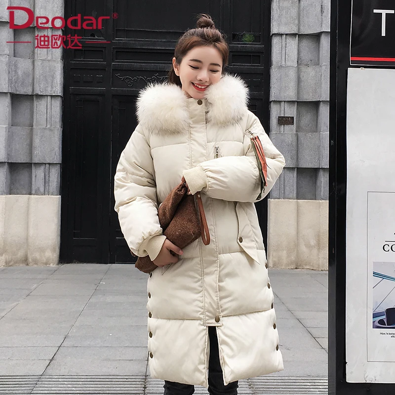 Женская куртка с воротником из меха енота deostar черная толстая подкладка