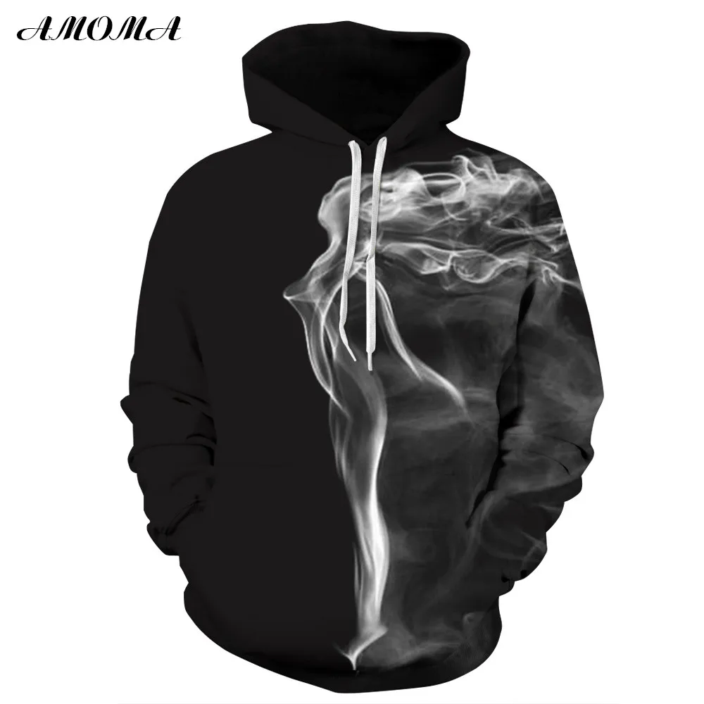 AMOMA унисекс реалистичный 3d цифровой принт пуловер толстовка с капюшоном белый