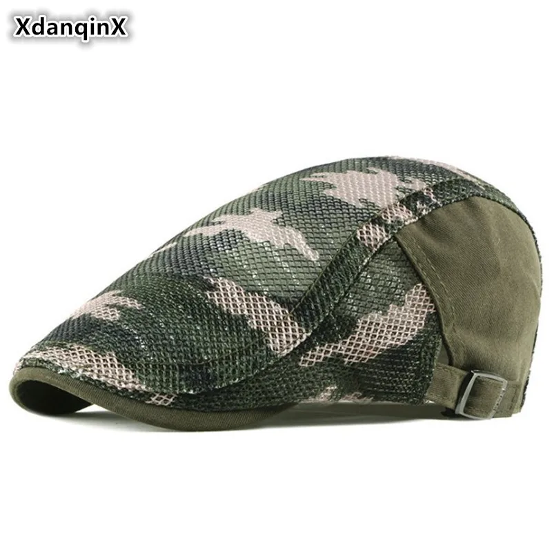 

XdanqinX Adult Men's Breathable Berets Camouflage Cap 2021 Summer New Adjustable Head Size Women's Mesh Sports Cap Couple Hat