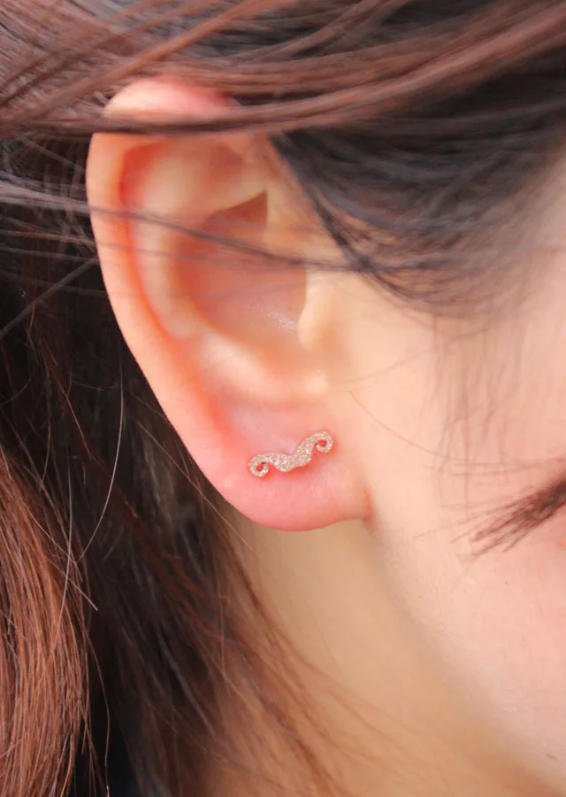 

YUN RUO Mustache Shape Earring New Arrival Fashion Woman Titanium Steel Rose Gold Color Jewelry Birthday Not Fade Free Shipping